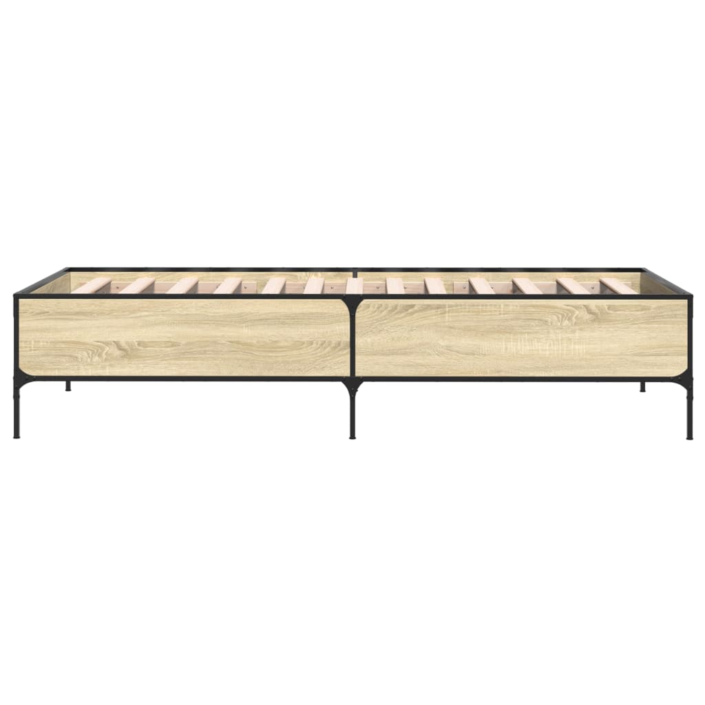 Okvir za krevet boja hrasta 75x190 cm konstruirano drvo i metal