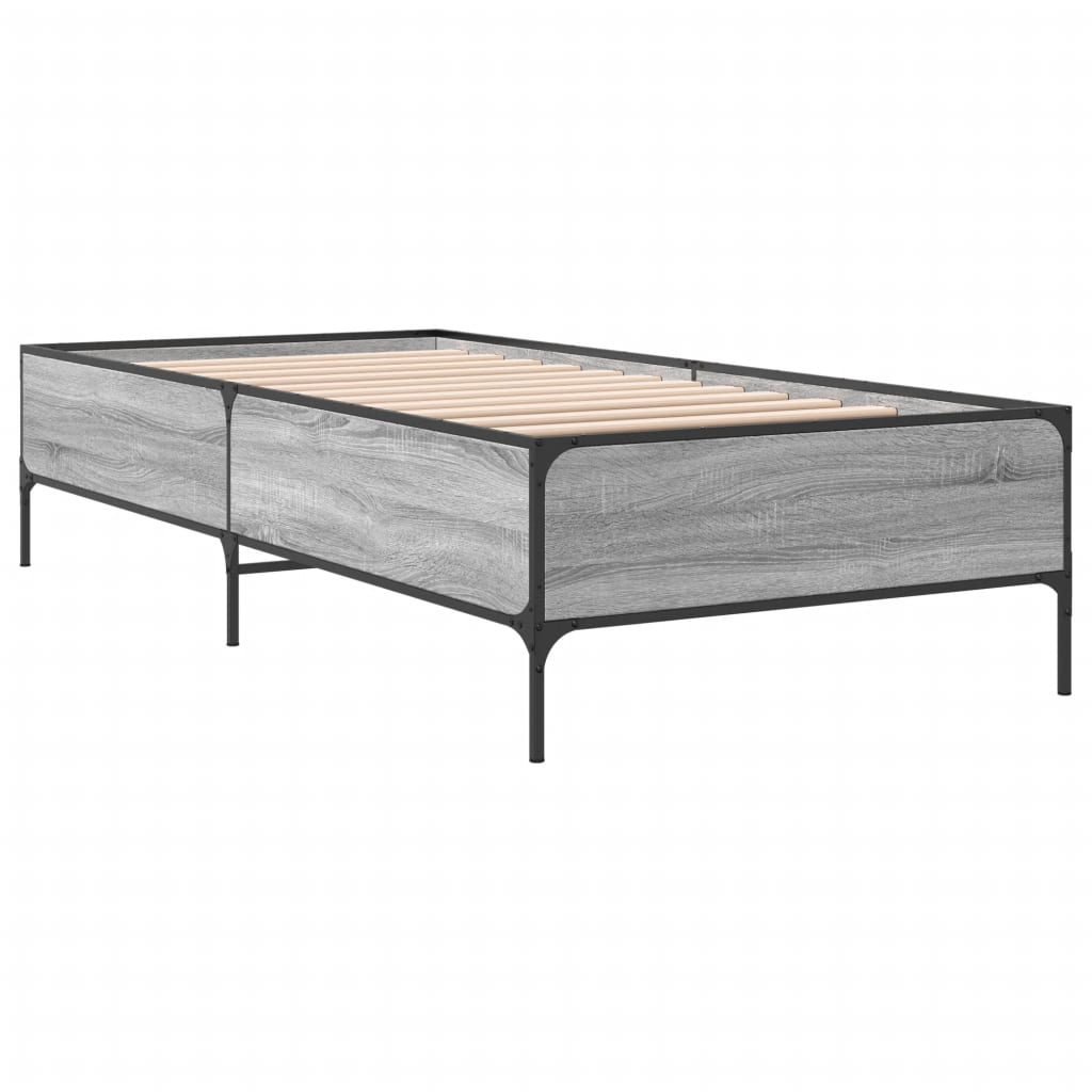 Okvir za krevet boja hrasta 75x190 cm konstruirano drvo i metal