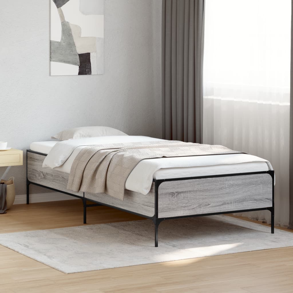 Okvir za krevet boja hrasta 75x190 cm konstruirano drvo i metal