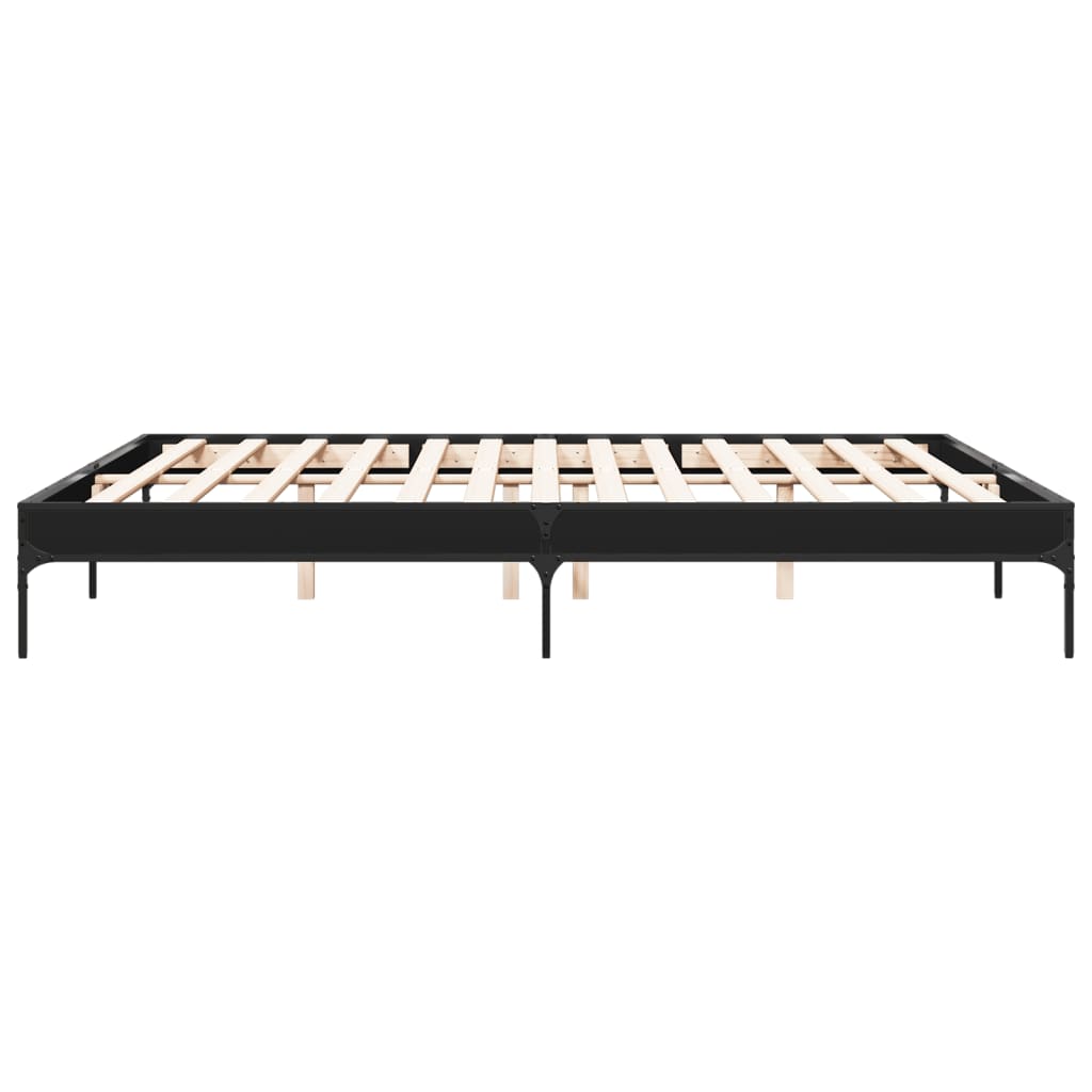 Okvir za krevet crni 200 x 200 cm konstruirano drvo i metal