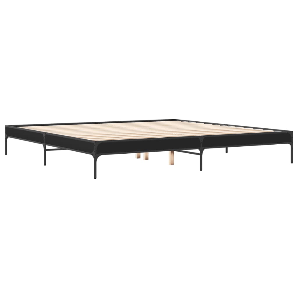 Okvir za krevet crni 200 x 200 cm konstruirano drvo i metal