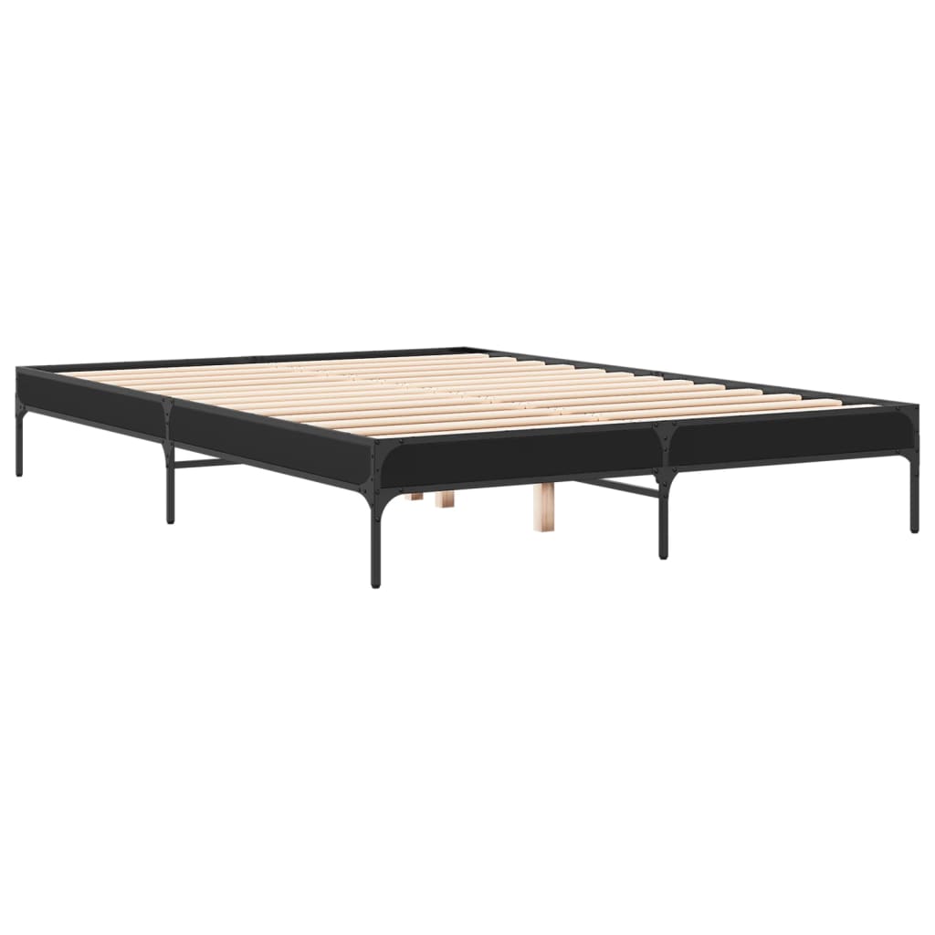 Okvir za krevet crni 150x200 cm konstruirano drvo i metal