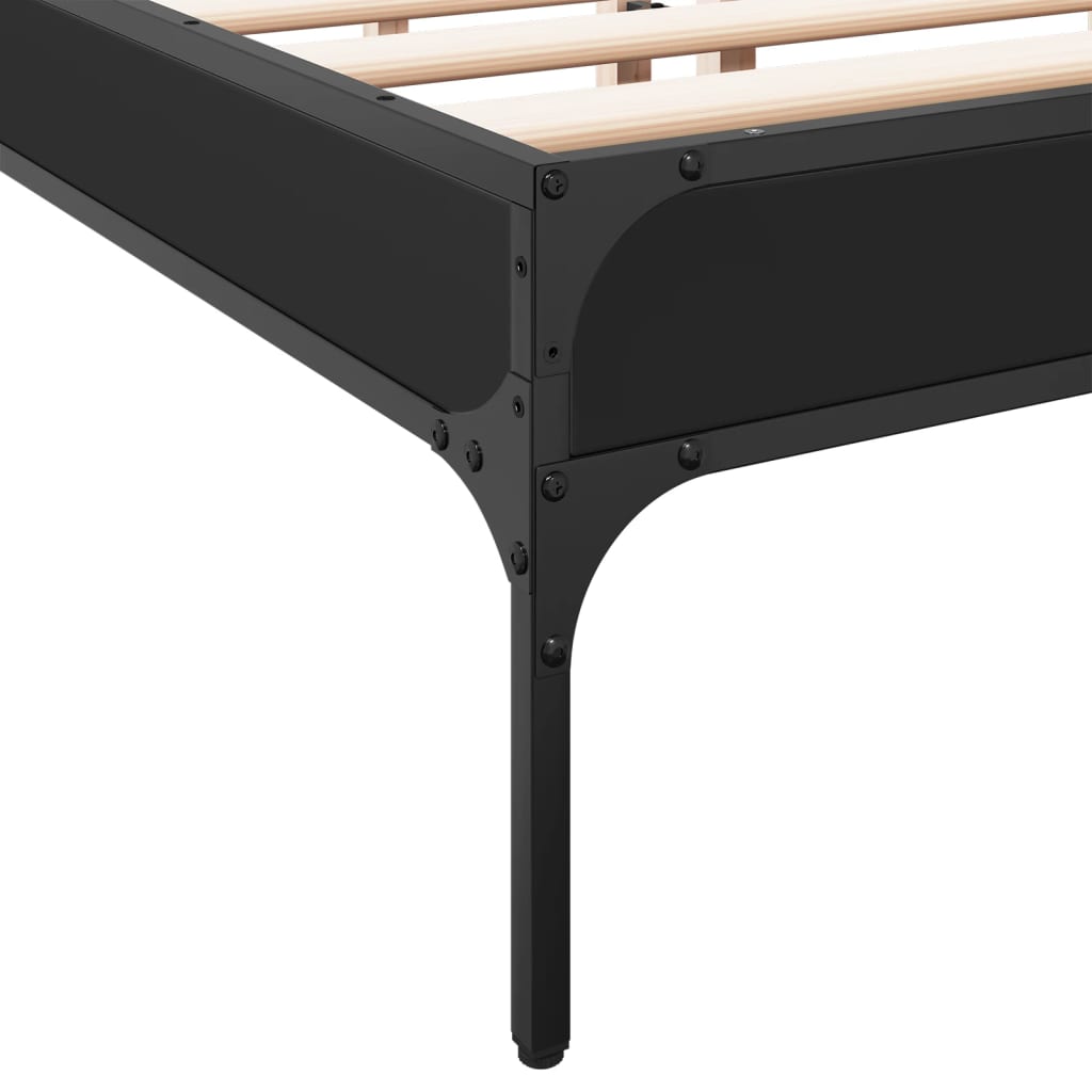 Okvir za krevet crni 150x200 cm konstruirano drvo i metal