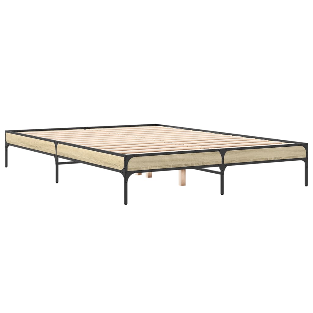 Okvir za krevet boja hrasta 150x200cm konstruirano drvo i metal