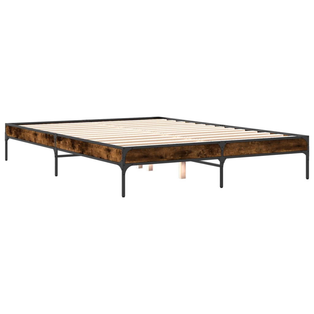 Okvir za krevet boja hrasta 150x200cm konstruirano drvo i metal