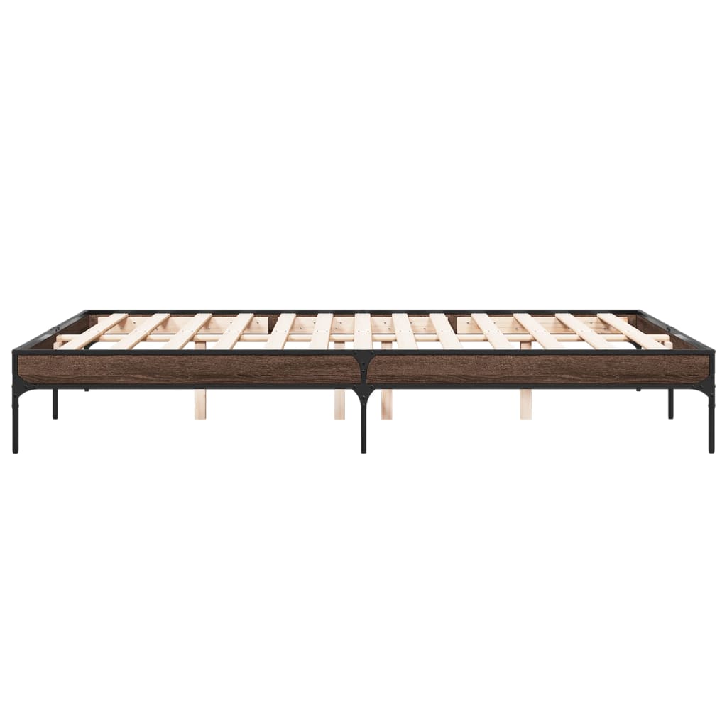 Okvir za krevet smeđi hrast 150x200cm konstruirano drvo i metal