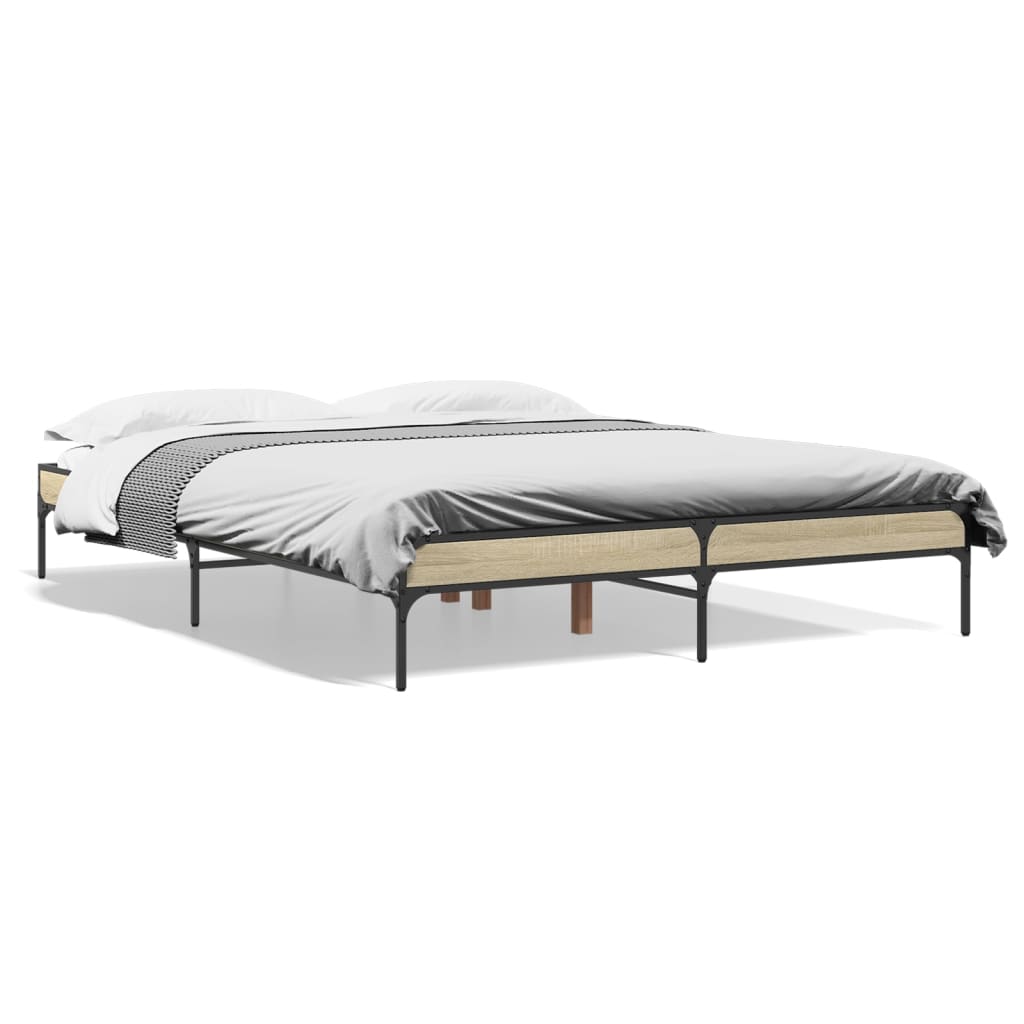 Okvir za krevet boja hrasta 140x200cm konstruirano drvo i metal