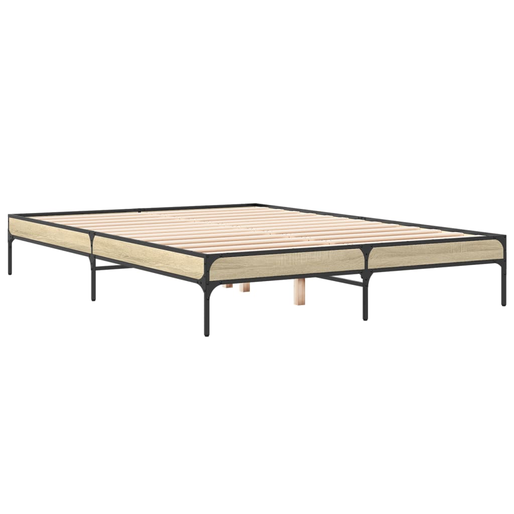 Okvir za krevet boja hrasta 140x200cm konstruirano drvo i metal