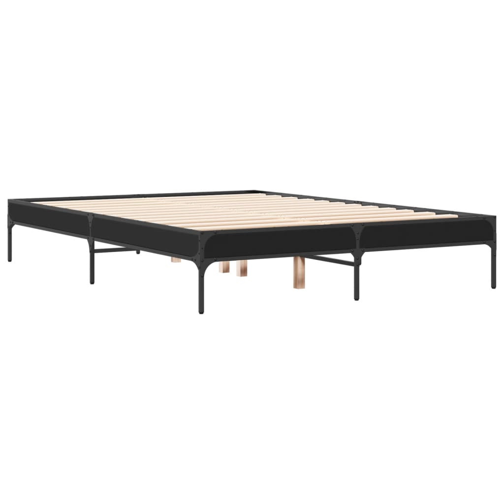 Okvir kreveta crni 120 x 200 cm od konstruiranog drvo i metal