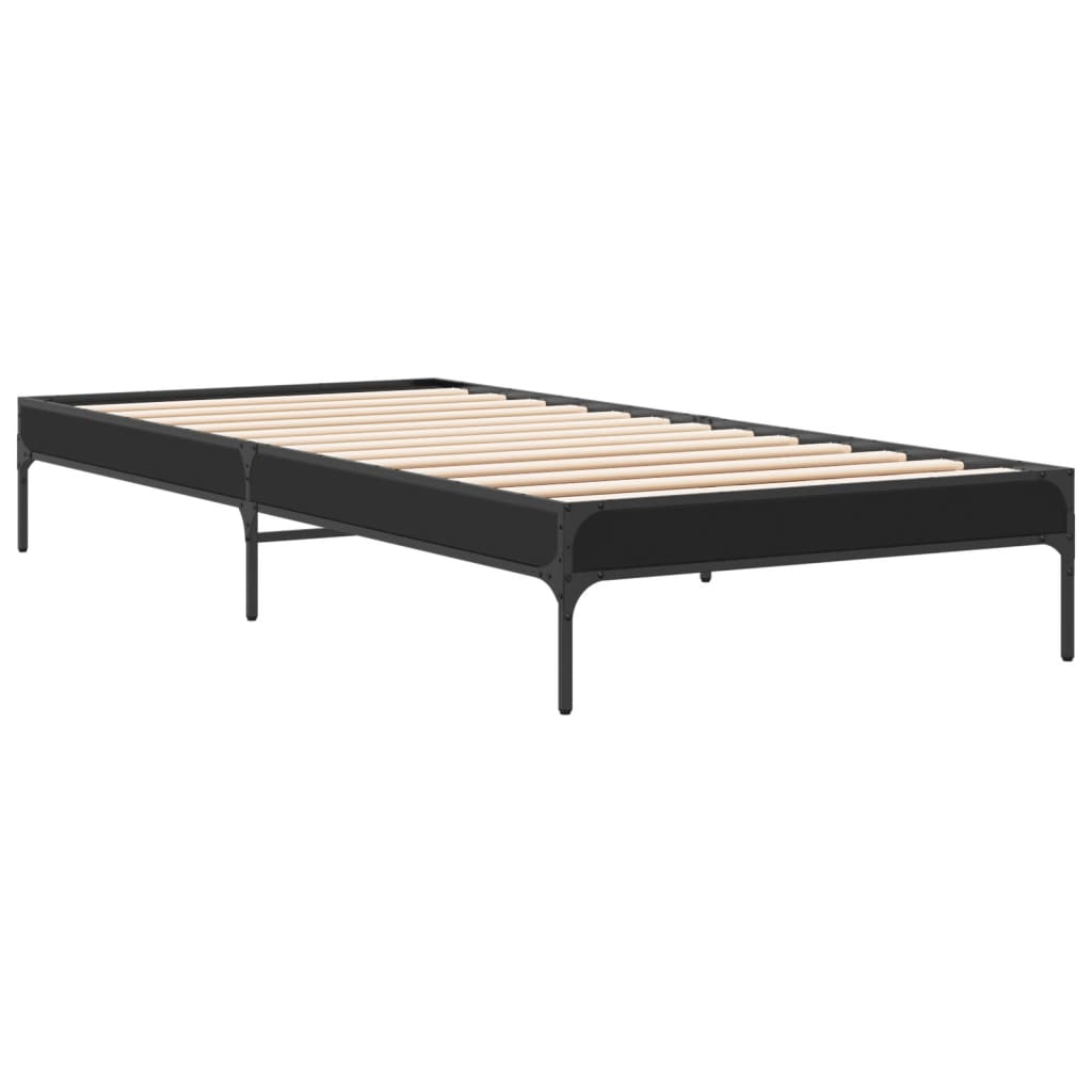 Okvir za krevet crni 100x200 cm konstruirano drvo i metal