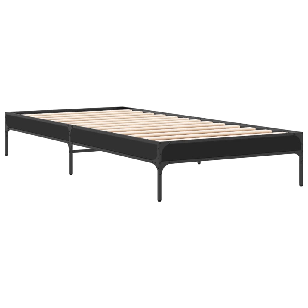 Okvir za krevet crni 100x200 cm konstruirano drvo i metal