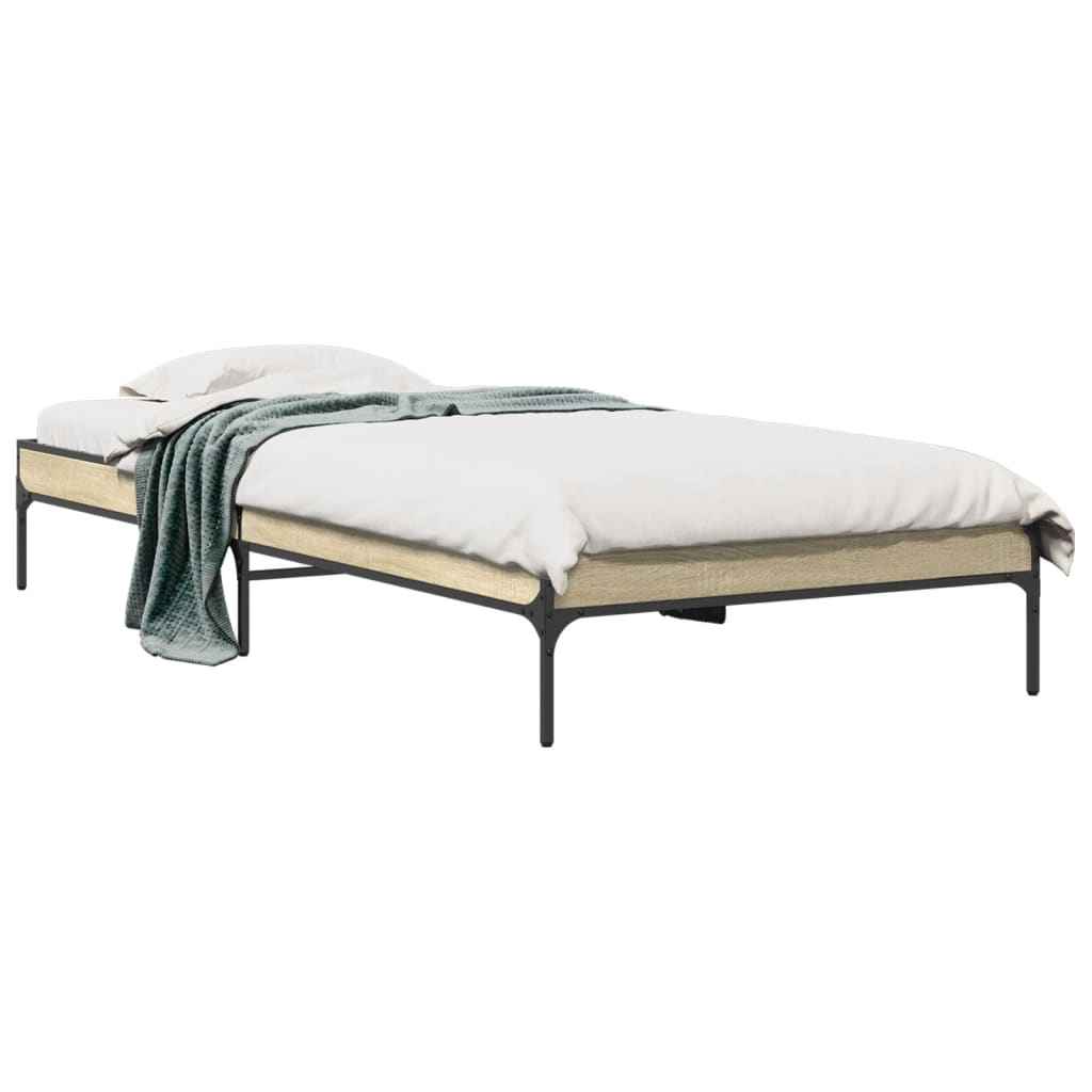 Okvir za krevet boja hrasta 90x200 cm konstruirano drvo i metal