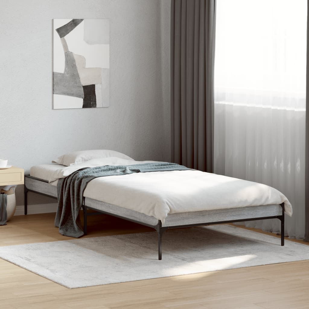 Okvir za krevet boja hrasta 90x200 cm konstruirano drvo i metal