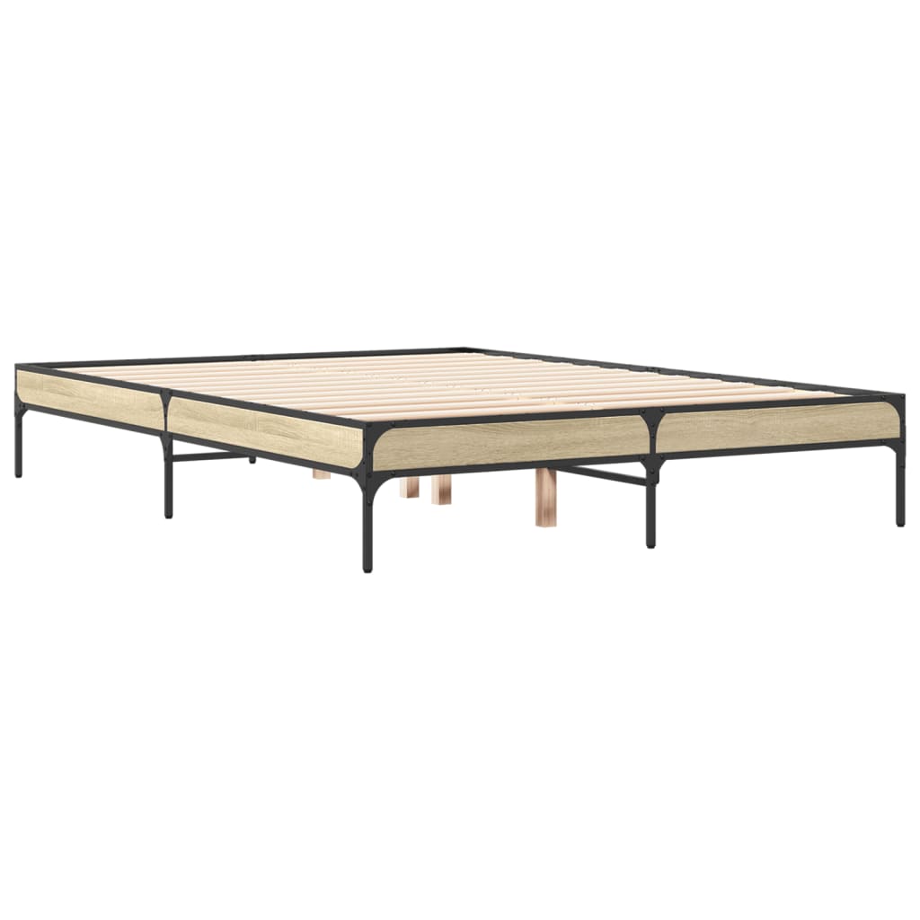 Okvir za krevet boja hrasta 140x190cm konstruirano drvo i metal