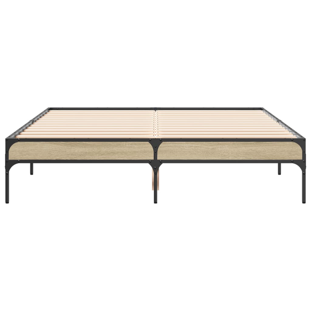 Okvir za krevet boja hrasta 140x190cm konstruirano drvo i metal