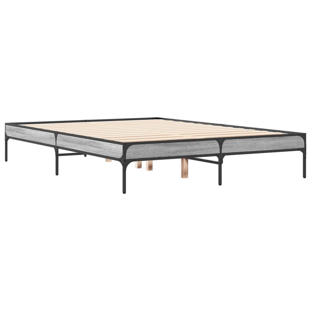 Okvir za krevet boja hrasta 140x190cm konstruirano drvo i metal
