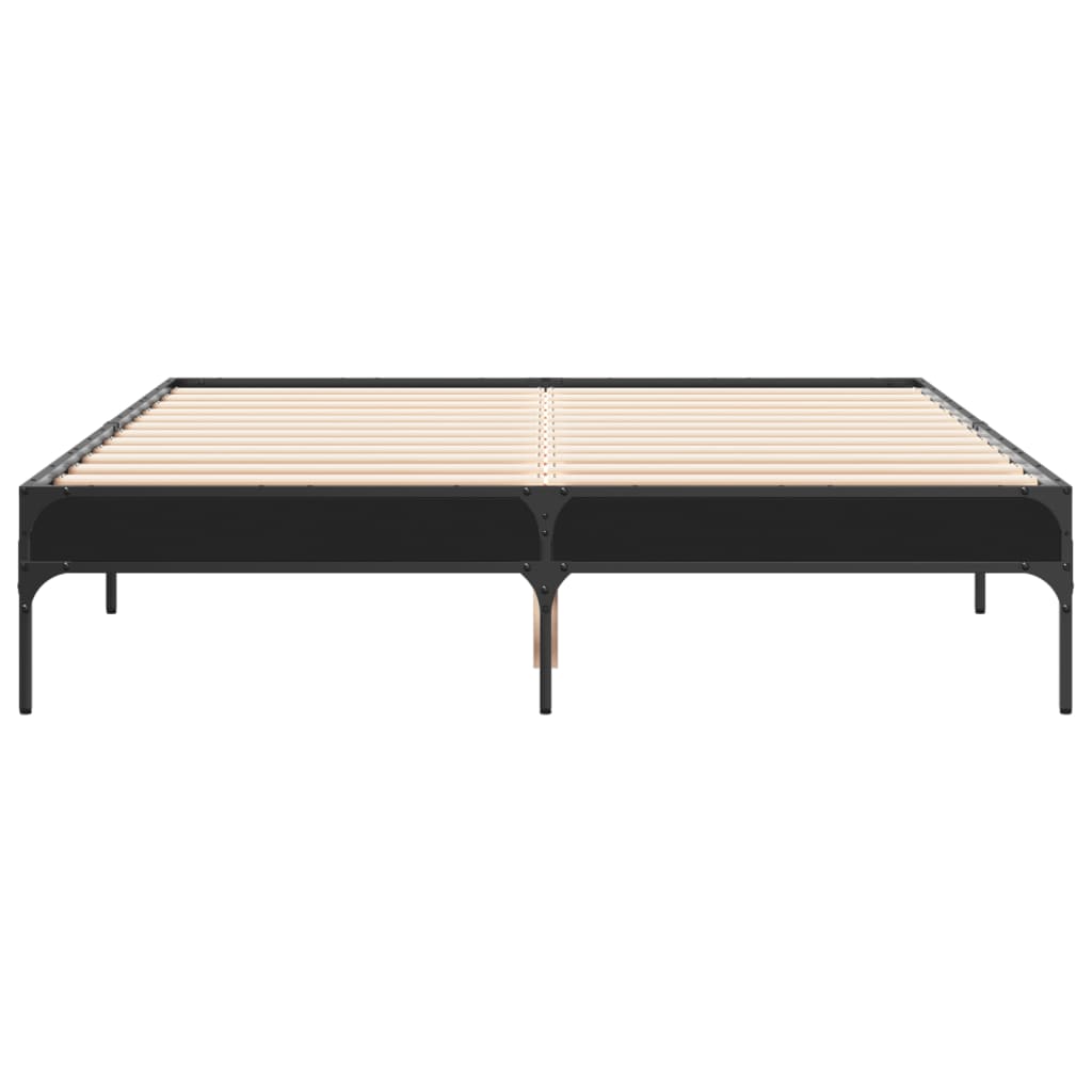 Okvir za krevet crni 135x190 cm konstruirano drvo i metal