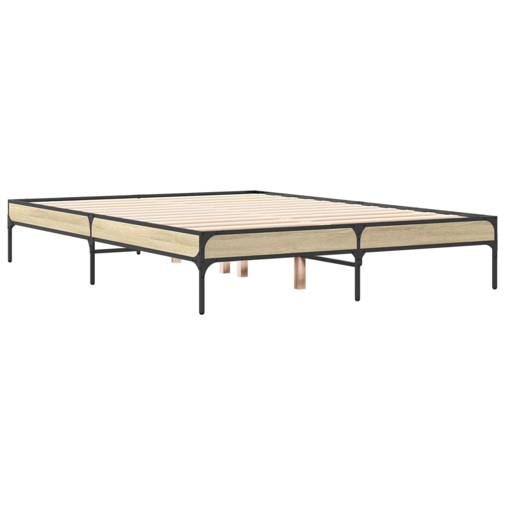 Okvir za krevet boja hrasta 135x190cm konstruirano drvo i metal