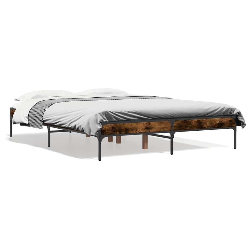 Okvir za krevet boja hrasta 135x190cm konstruirano drvo i metal