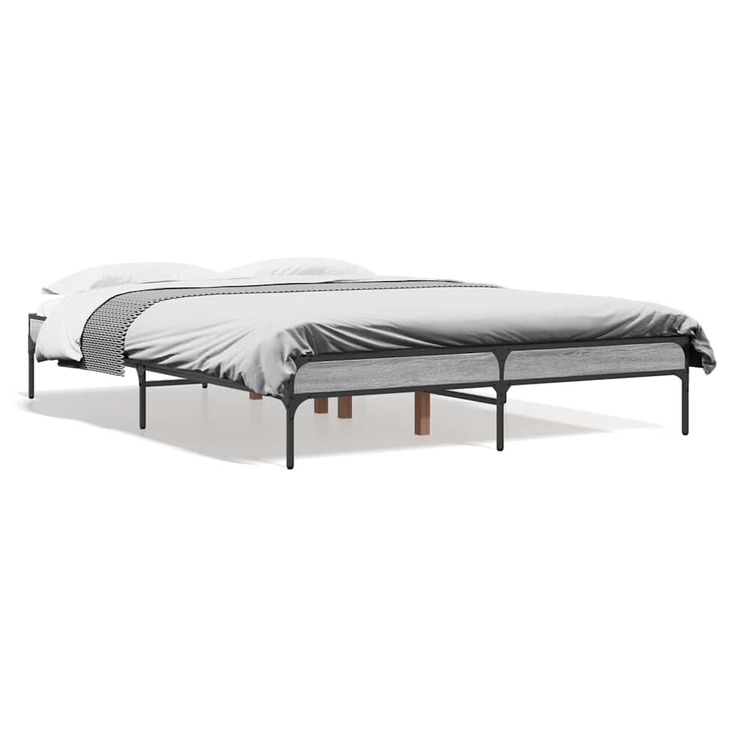 Okvir za krevet boja hrasta 120x190cm konstruirano drvo i metal