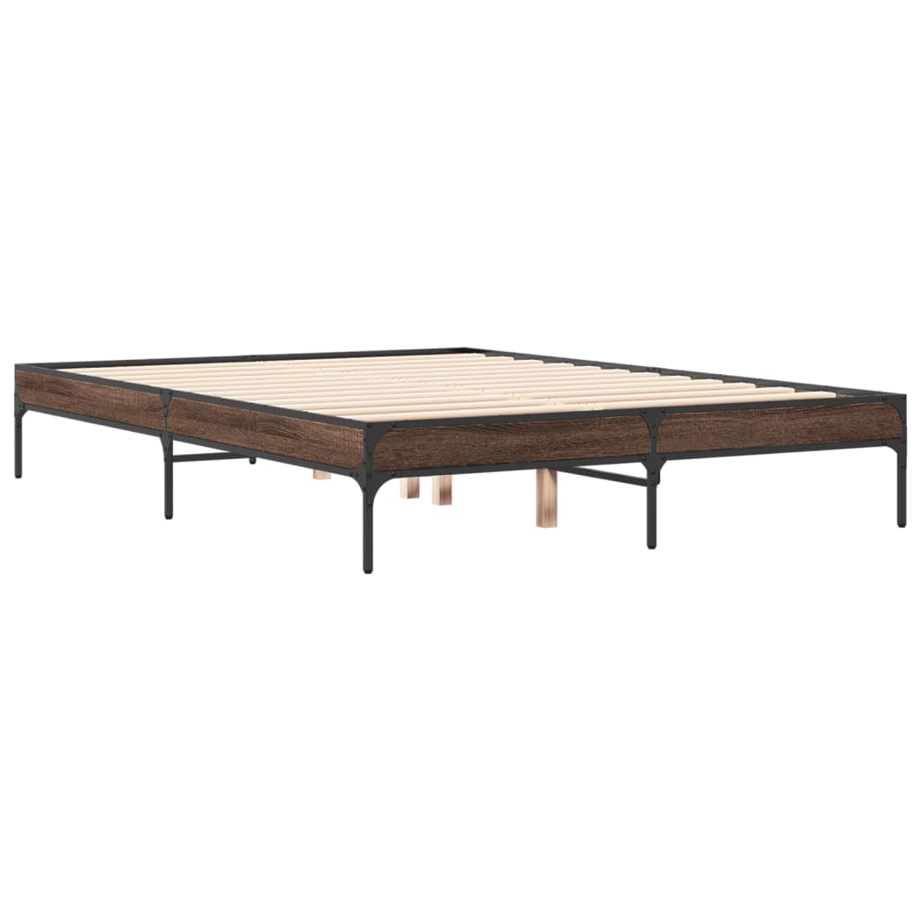 Okvir za krevet smeđi hrast 120x190cm konstruirano drvo i metal