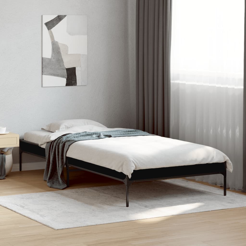 Okvir za krevet crni 90 x 190 cm od konstruiranog drvo i metal