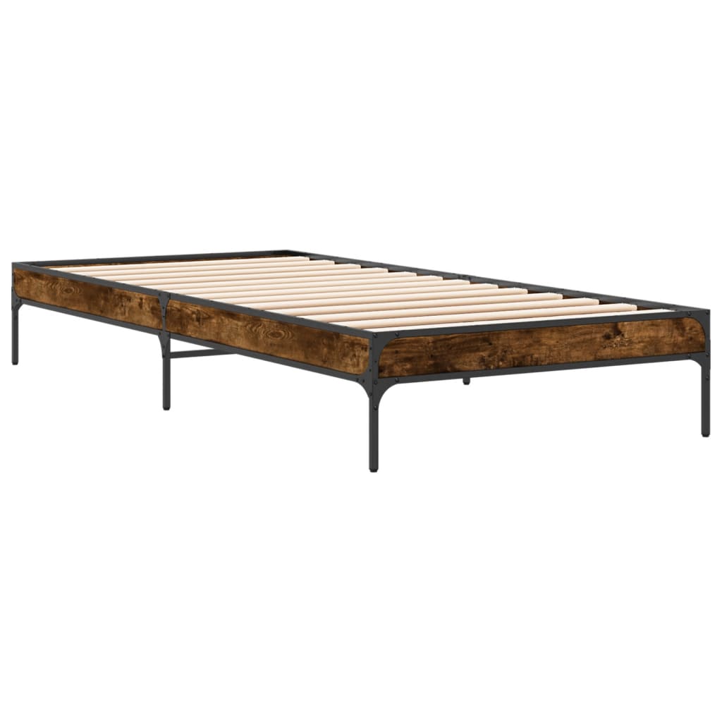 Okvir krevet boja hrasta 90 x 190 cm konstruirano drvo i metal