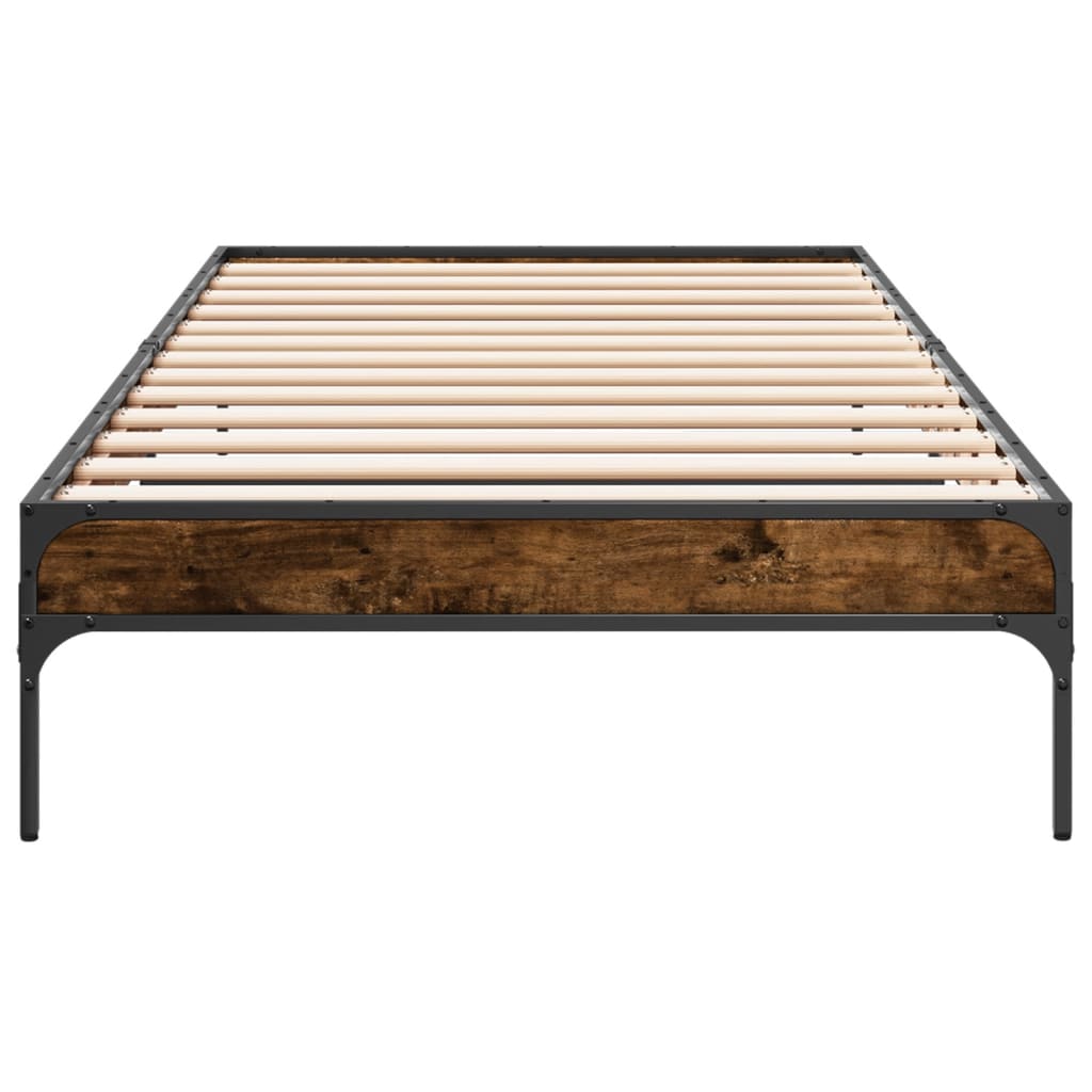 Okvir krevet boja hrasta 90 x 190 cm konstruirano drvo i metal