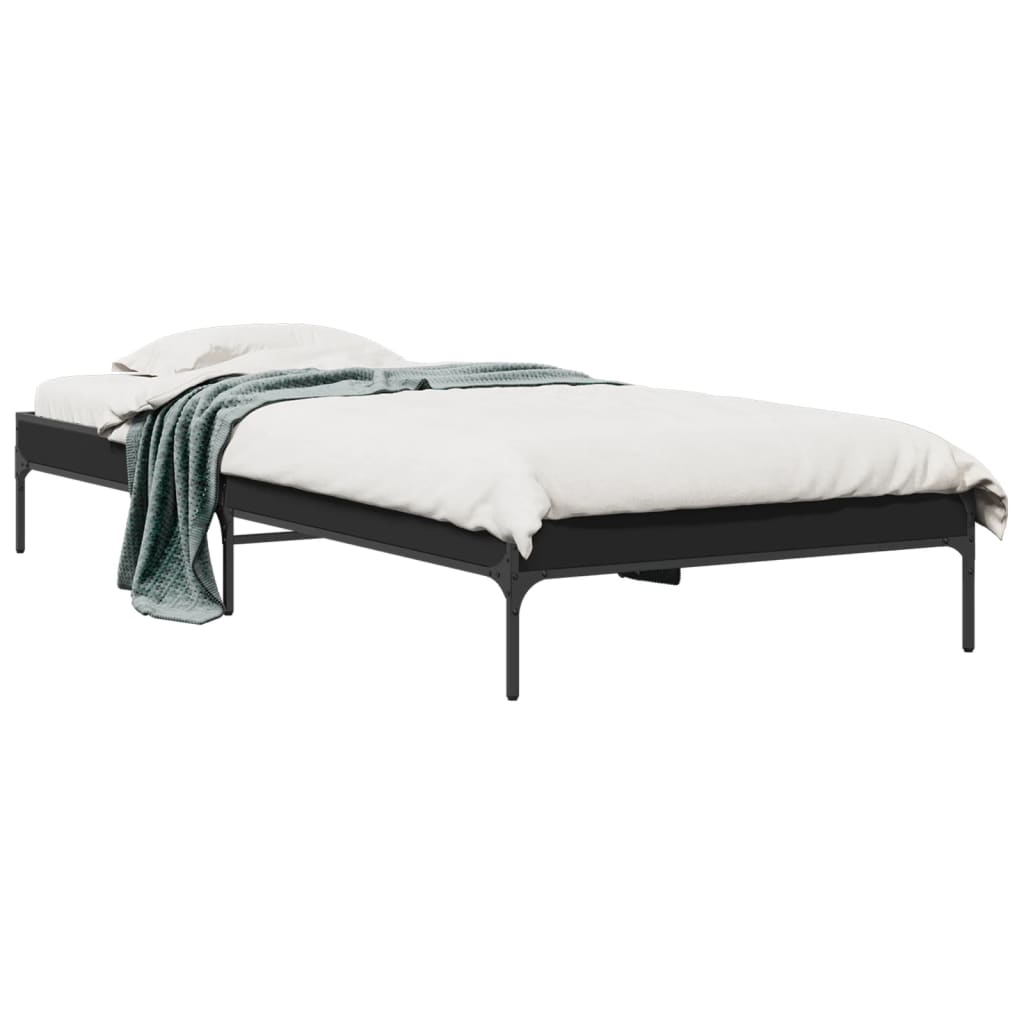 Okvir za krevet crni 75 x 190 cm od konstruirano drvo i metal