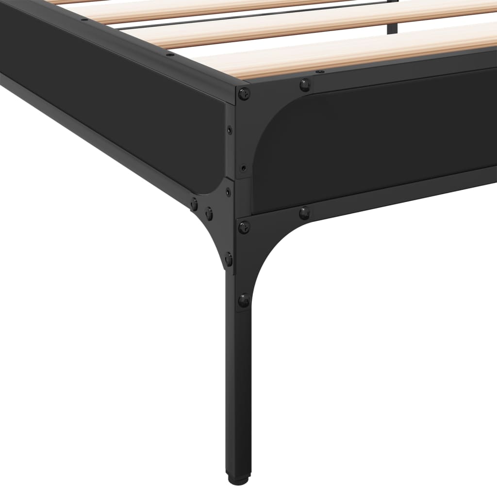 Okvir za krevet crni 75 x 190 cm od konstruirano drvo i metal