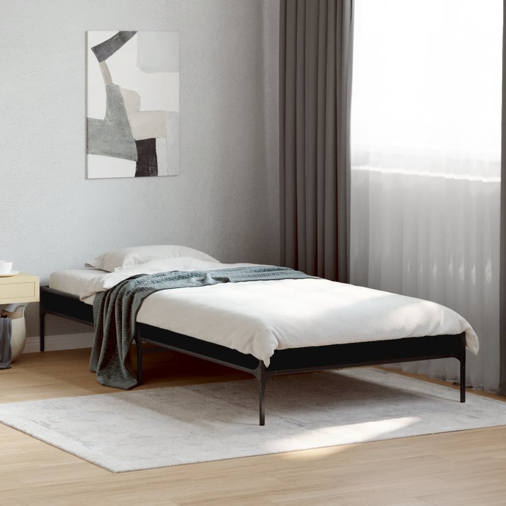 Okvir za krevet crni 75 x 190 cm od konstruirano drvo i metal