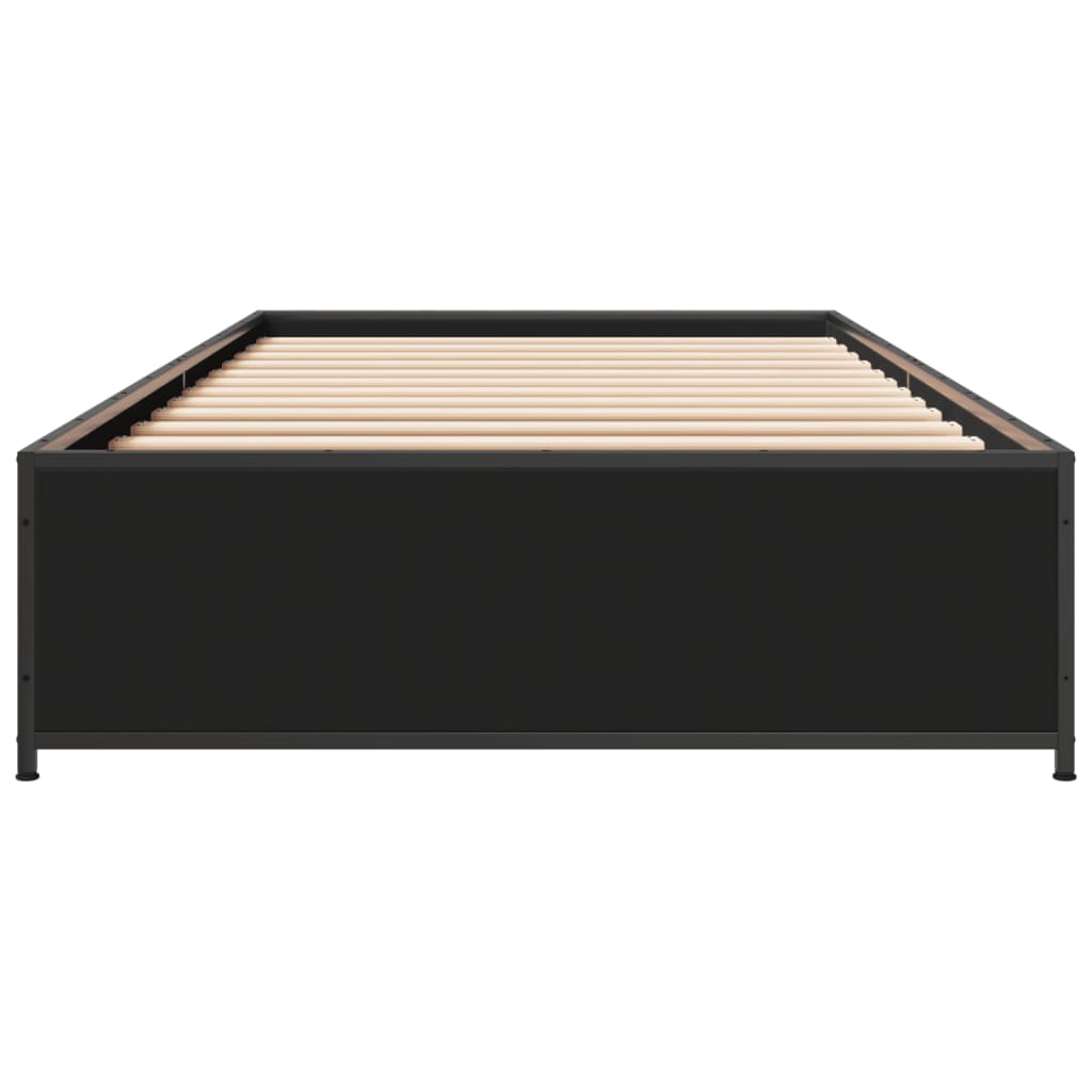 Okvir za krevet crni 100x200 cm konstruirano drvo i metal