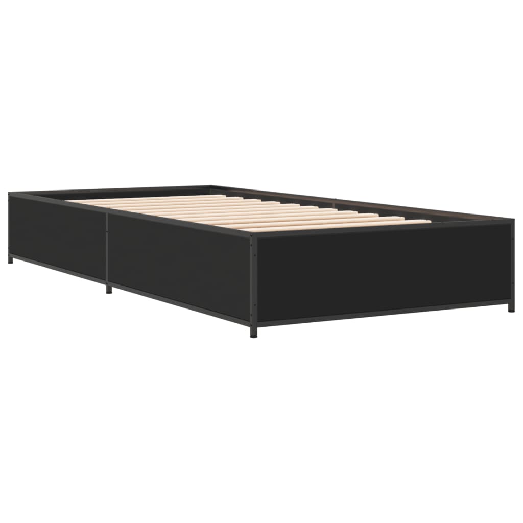 Okvir za krevet crni 100x200 cm konstruirano drvo i metal