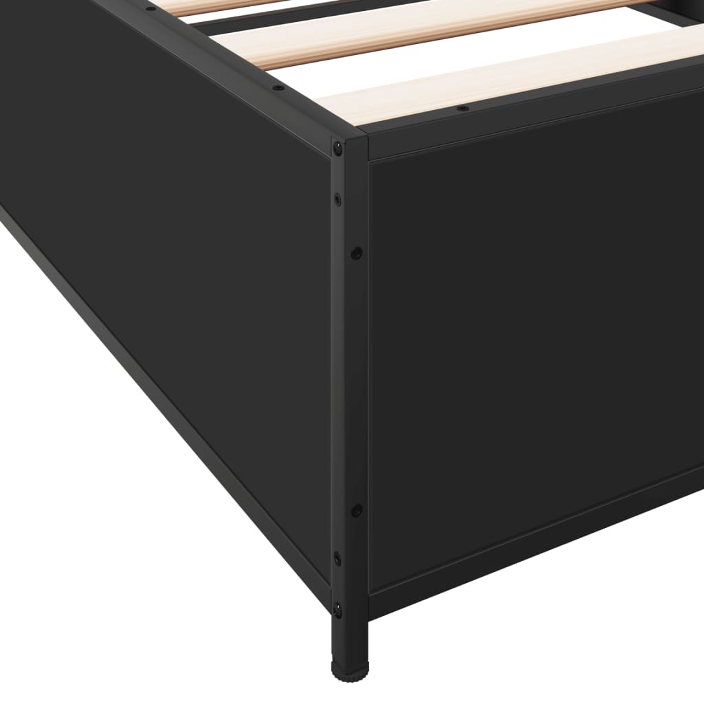 Okvir za krevet crni 100x200 cm konstruirano drvo i metal
