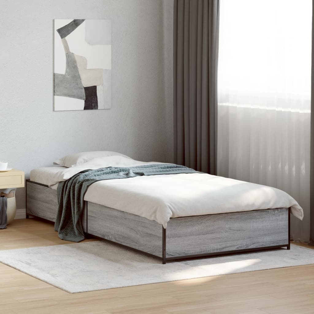 Okvir za krevet boja hrasta 100x200cm konstruirano drvo i metal