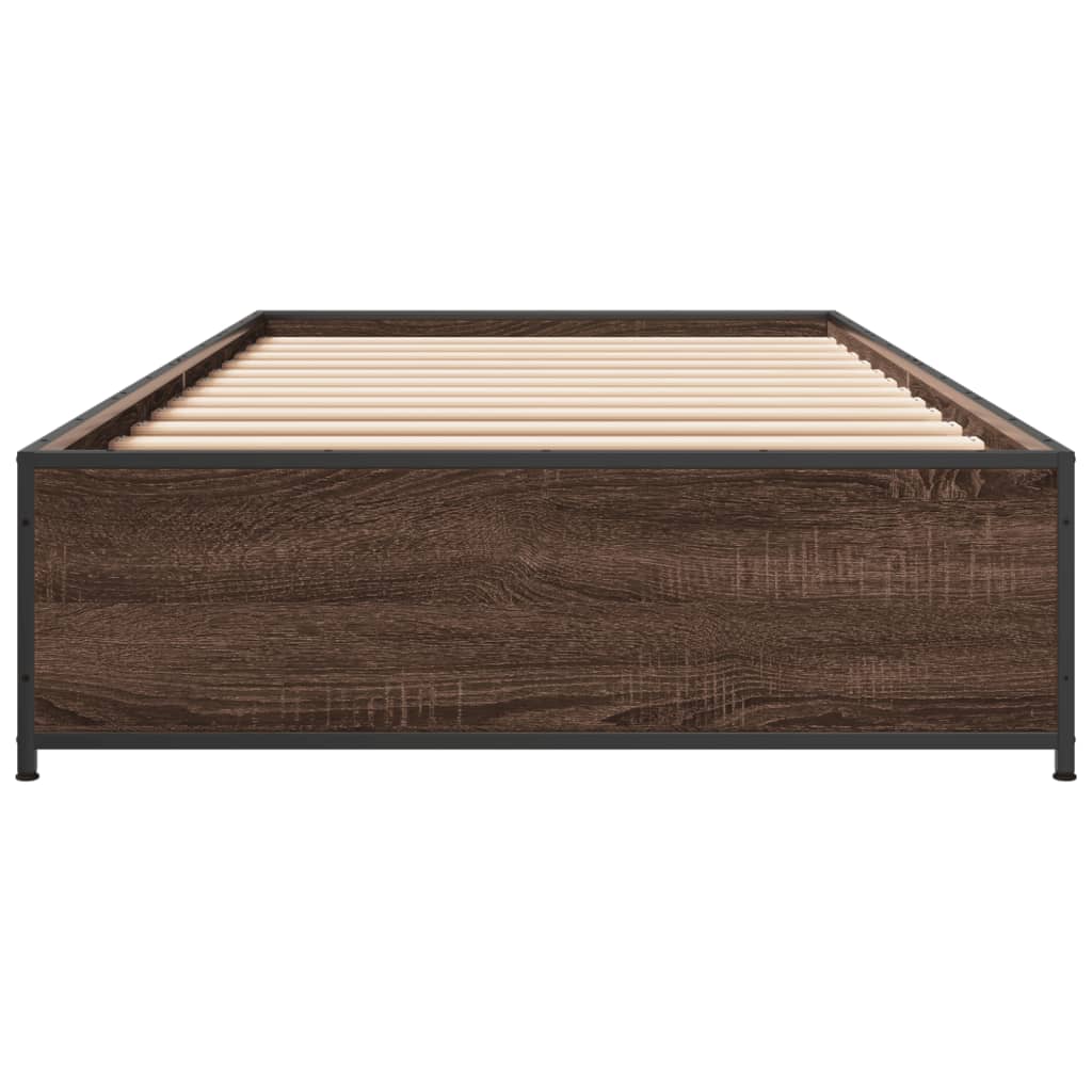 Okvir za krevet smeđi hrast 100x200cm konstruirano drvo i metal