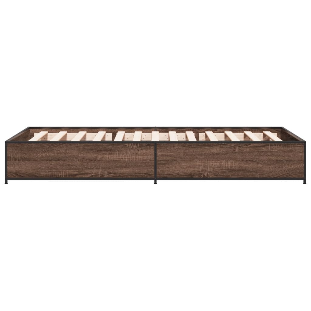 Okvir za krevet smeđi hrast 100x200cm konstruirano drvo i metal