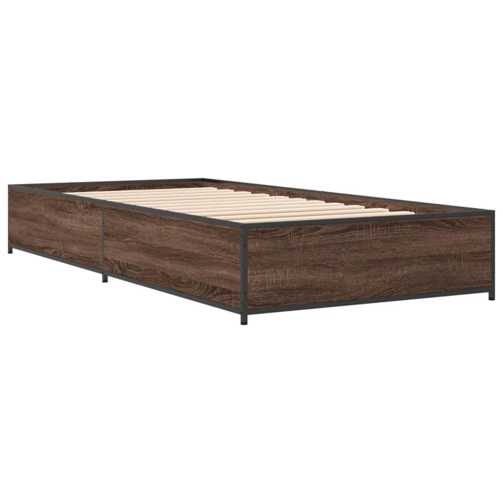 Okvir za krevet smeđi hrast 100x200cm konstruirano drvo i metal