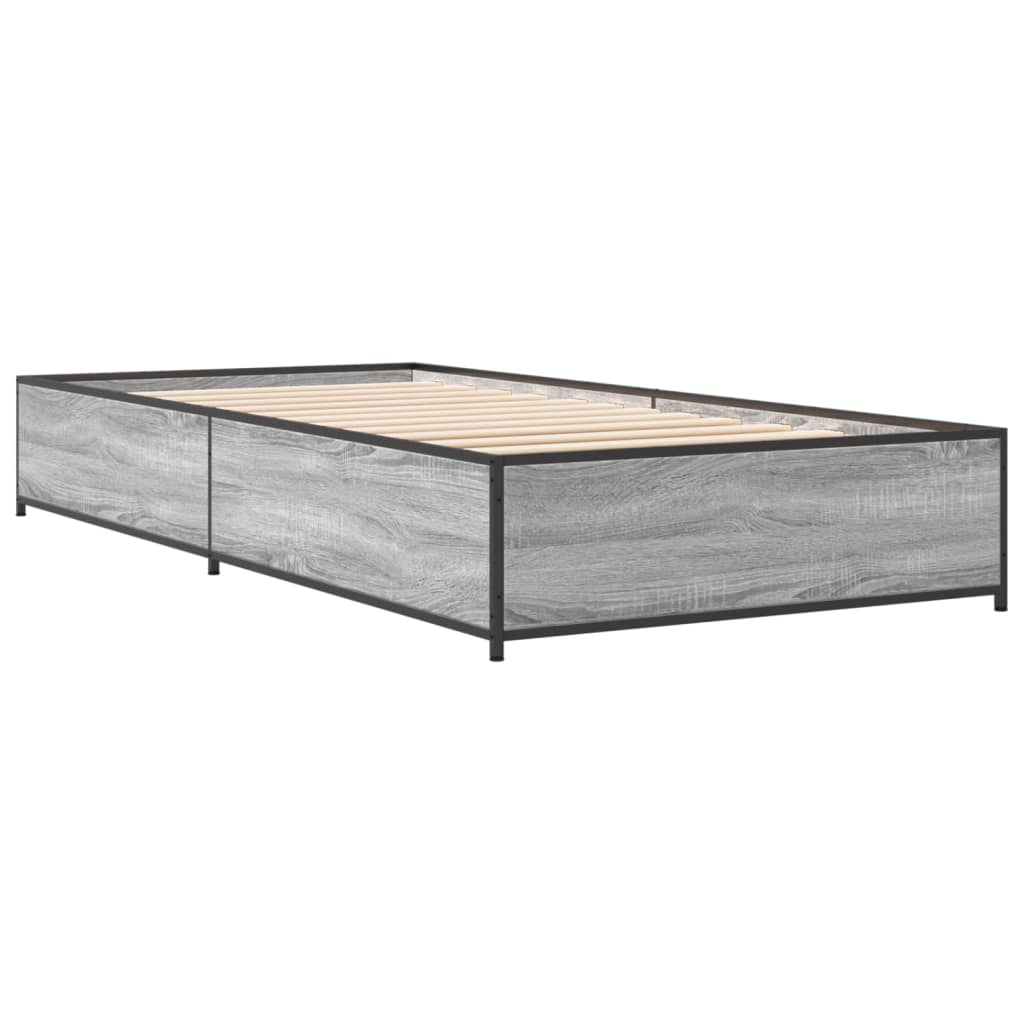 Okvir kreveta boja hrasta 90 x 190 cm konstruirano drvo i metal