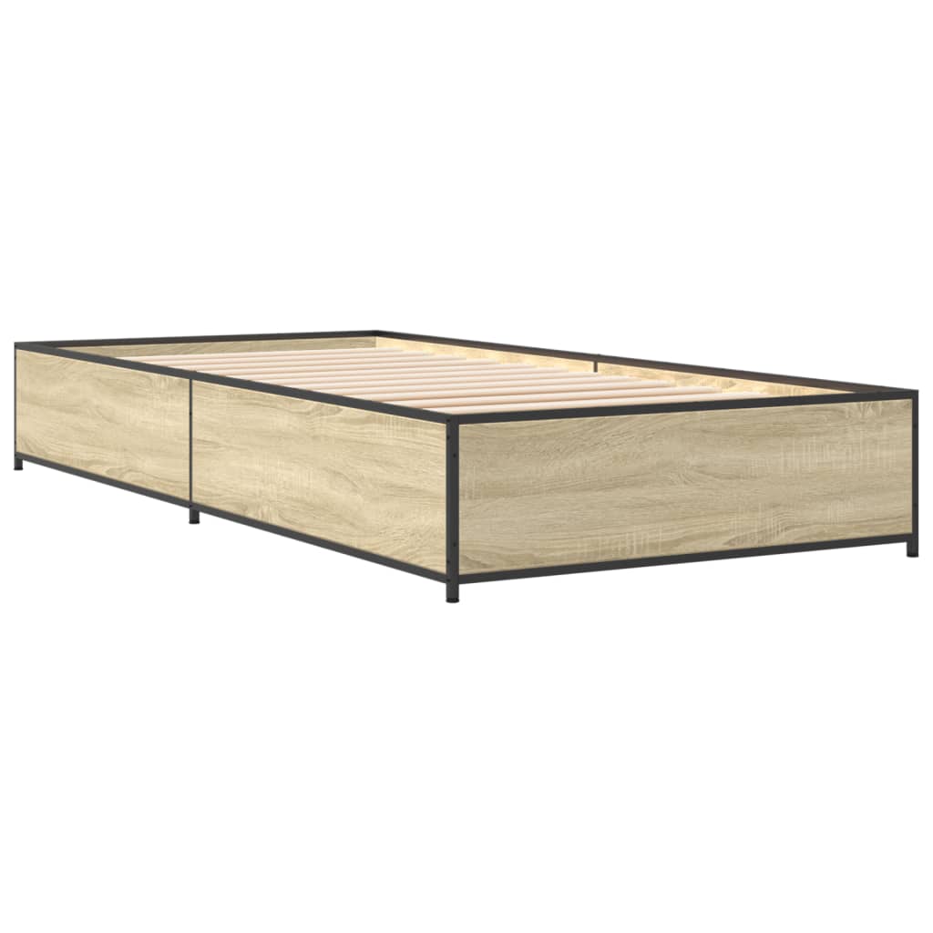 Okvir za krevet boja hrasta 75x190 cm konstruirano drvo i metal