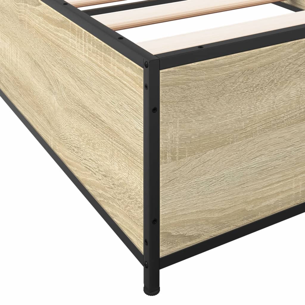 Okvir za krevet boja hrasta 75x190 cm konstruirano drvo i metal