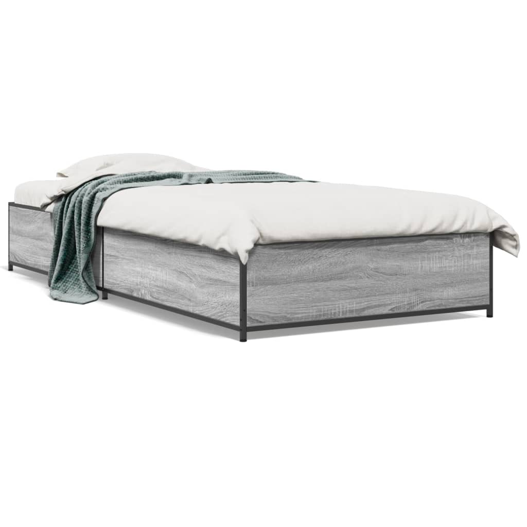 Okvir za krevet boja hrasta 75x190 cm konstruirano drvo i metal