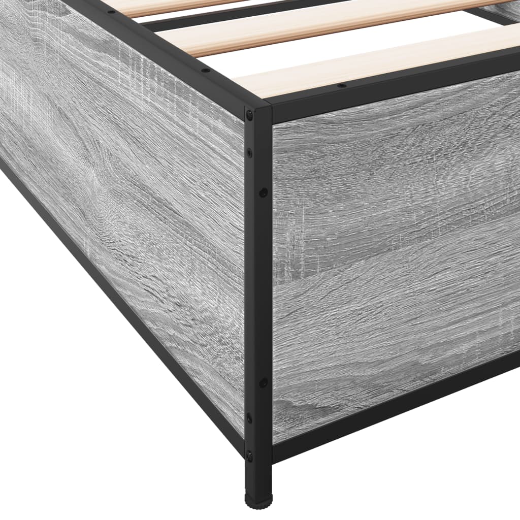 Okvir za krevet boja hrasta 75x190 cm konstruirano drvo i metal