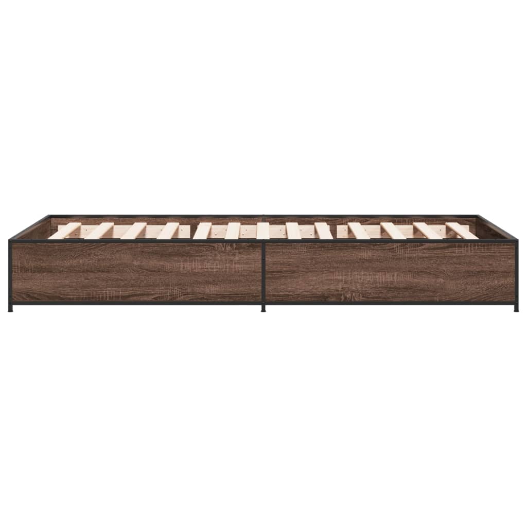 Okvir za krevet smeđi hrast 75x190 cm konstruirano drvo i metal