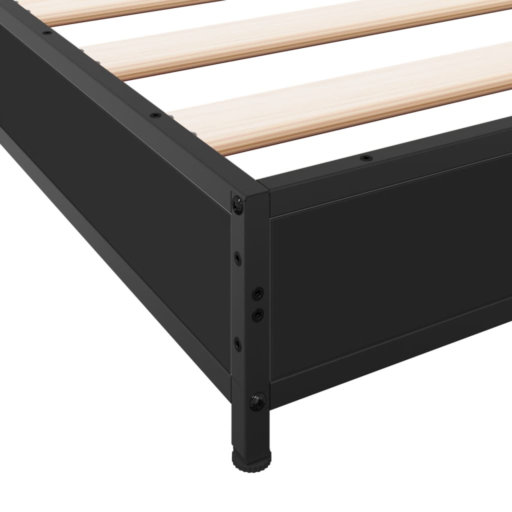 Okvir za krevet crni 135x190 cm konstruirano drvo i metal