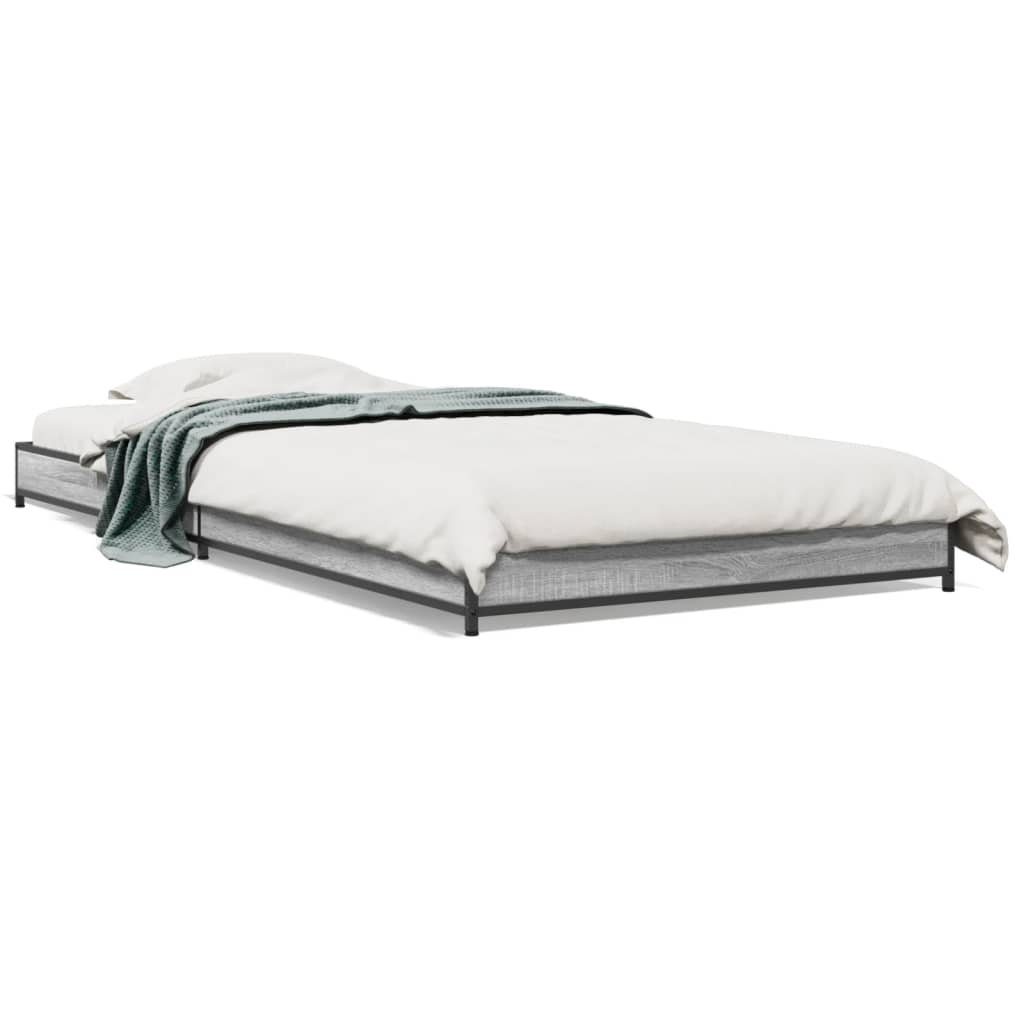 Okvir za krevet boja hrasta 75x190 cm konstruirano drvo i metal