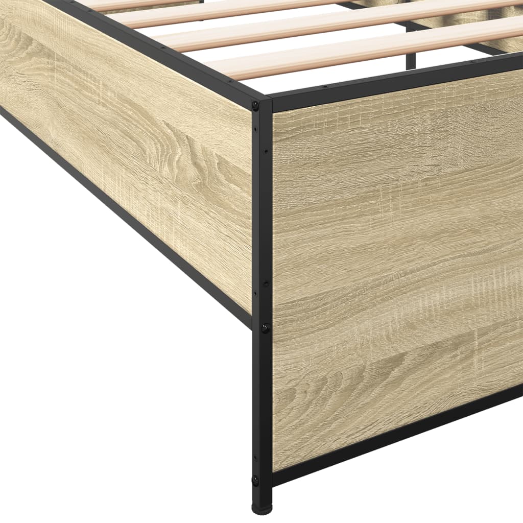 Okvir za krevet boja hrasta 90x200 cm konstruirano drvo i metal