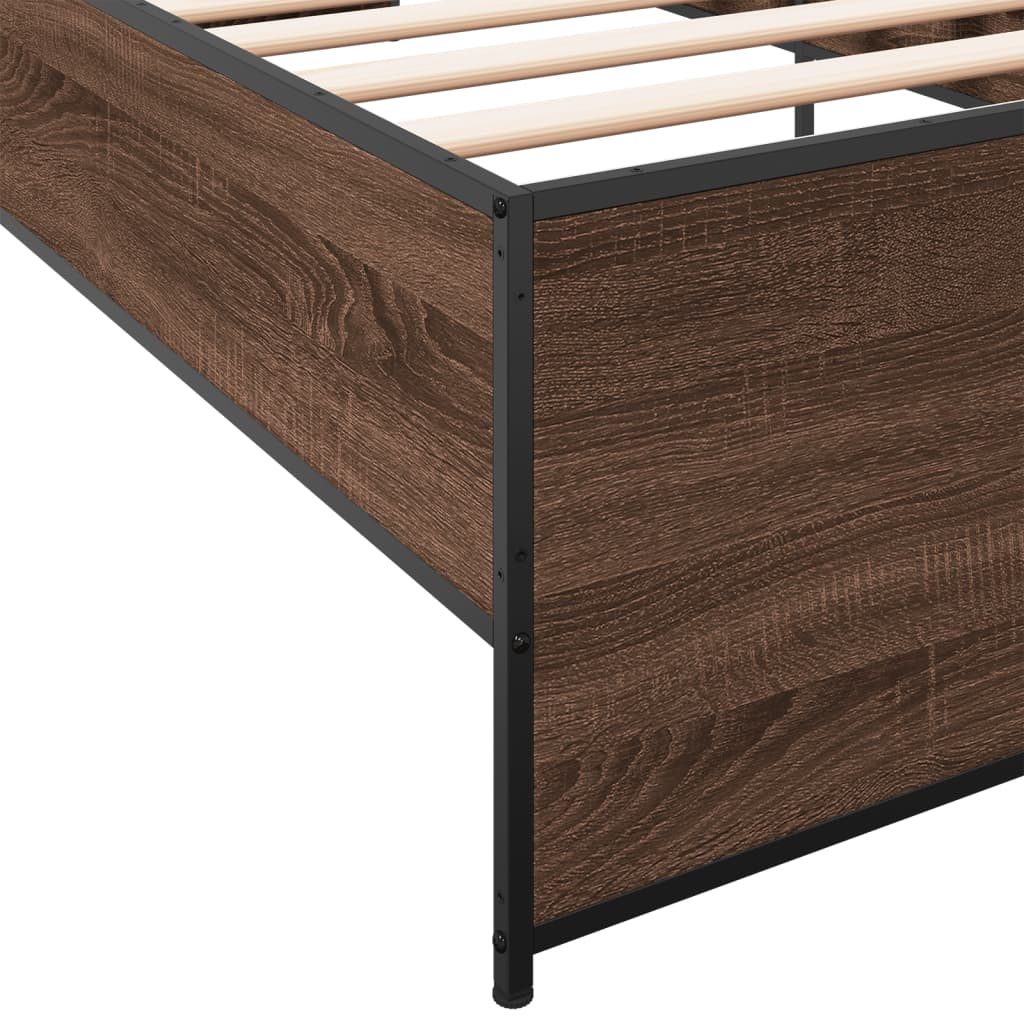 Okvir za krevet smeđi hrast 90x200 cm konstruirano drvo i metal