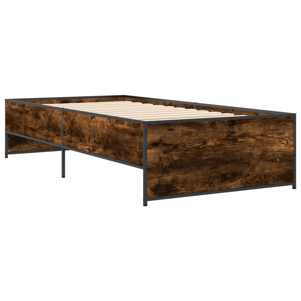 Okvir krevet boja hrasta 90 x 190 cm konstruirano drvo i metal