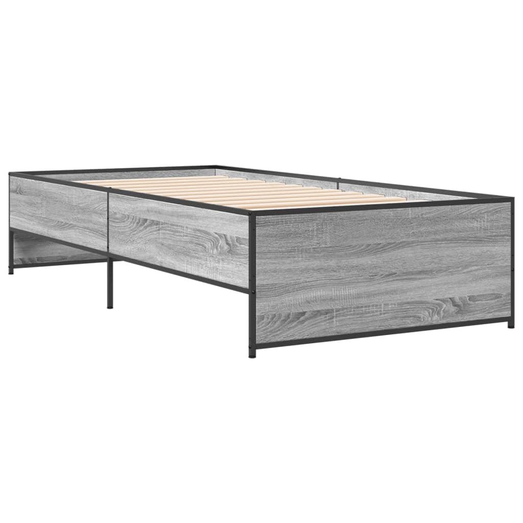 Okvir kreveta boja hrasta 90 x 190 cm konstruirano drvo i metal